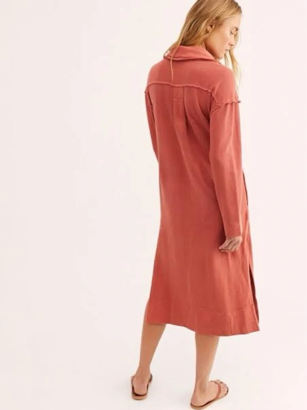 FREE PEOPLE Sz S ON MY WAY POLO PULLOVER DRESS IN CORAL